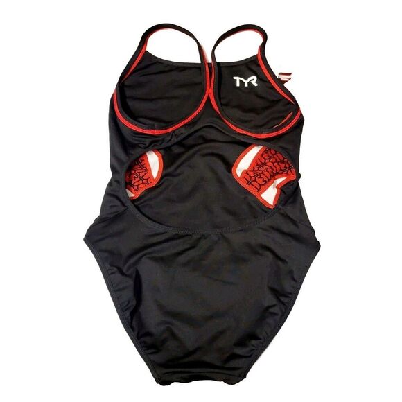 TYR Women's Competitor Reversible DiamondFit 1pc Swimsuit DCFS6A Black Red, Sz L - Picture 4 of 6